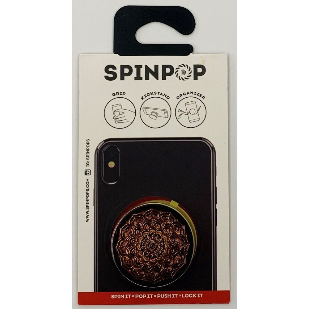 Spinpop Mandala Phone Grip, Rose Gold Kickstand Cable Organizer Comfortable New
